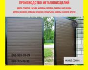 Ворота распашные кованые с профнастилом и калиткой